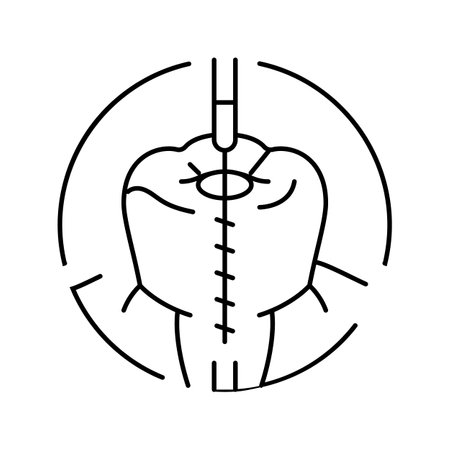 root canal treatment line icon vector illustrationのイラスト素材