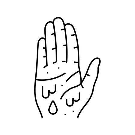 cold clammy skin disease symptom line icon vector illustrationのイラスト素材