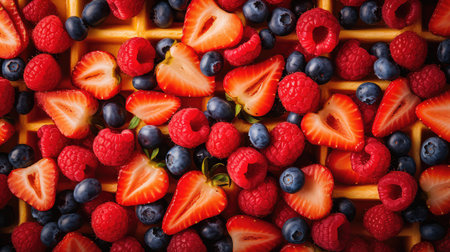 blueberry fruit waffle foodの素材
