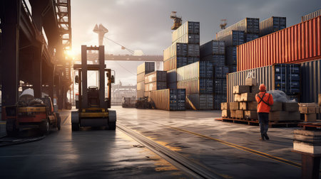 port dock ship cargoの素材