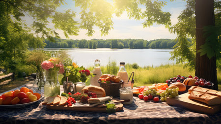 crackers sunny picnic foodの素材