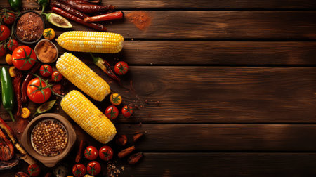 meat wood bbq foodの素材