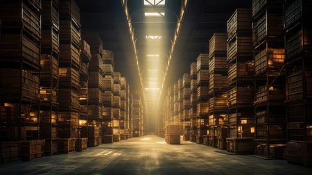 fulfillment large warehouse backgroundの素材