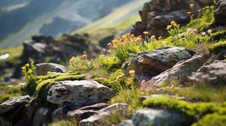 summit plateau mountains landscapeの素材