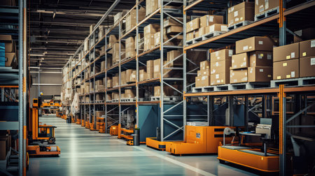 logistics shelf warehouse backgroundの素材
