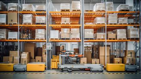 storage shelf warehouse backgroundの素材