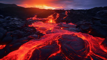 volcanic lava plateau landscapeの素材