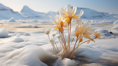 penguins antarctic tundra landscapeの素材