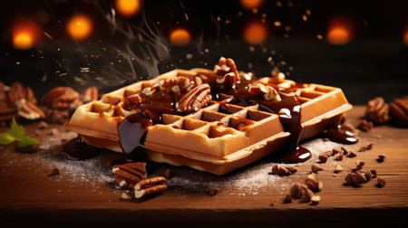 breakfast isolated waffle foodの素材