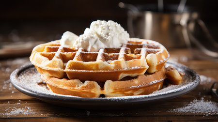brunch table waffle foodの素材