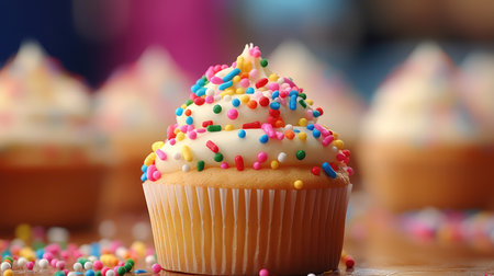 frosting sprinkles cupcake foodの素材
