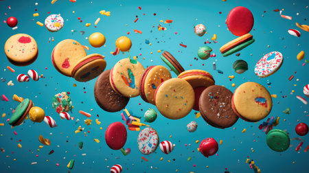 chocolate falling cookies foodの素材