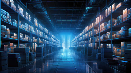 logistics rack warehouse backgroundの素材