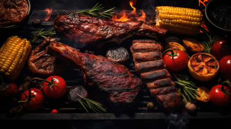 spicy dark bbq foodの素材