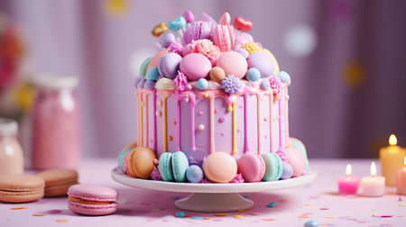 vibrant colorful cake foodの素材