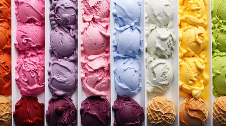 cone colorful ice creamの素材