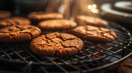 crunchy brown cookies foodの素材
