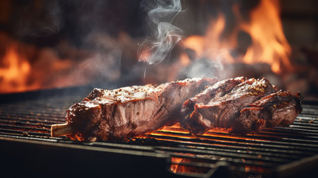 brisket cooking bbq foodの素材