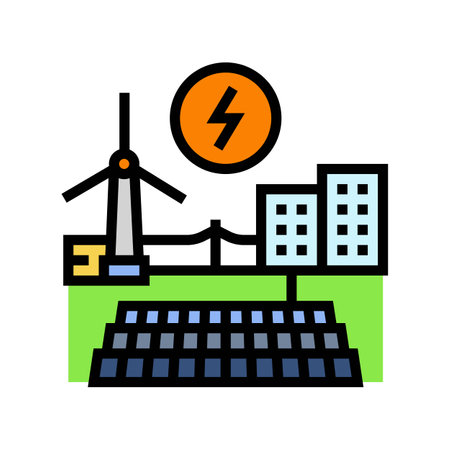 renewable integration energy color icon vector illustrationのイラスト素材