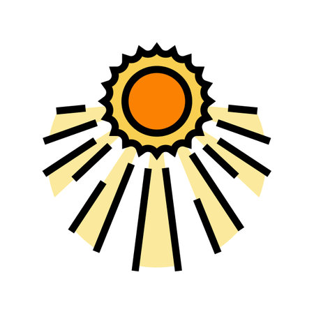 sun rays solar panel color icon vector illustrationのイラスト素材