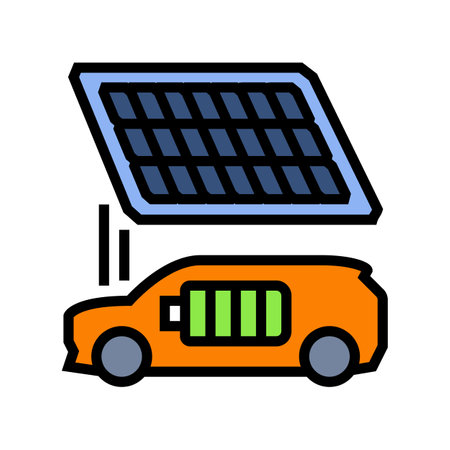 charging station solar panel color icon vector illustrationのイラスト素材