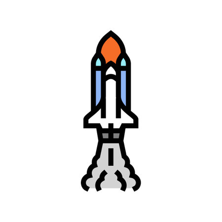 rocket launch space exploration color icon vector illustrationのイラスト素材