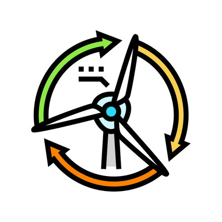 blades rotation wind turbine color icon vector illustrationのイラスト素材