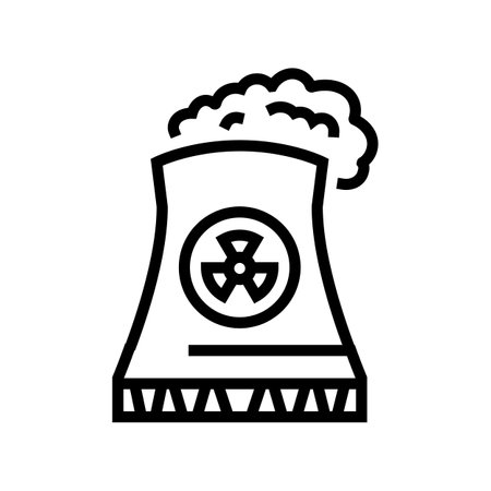 cooling tower nuclear energy line icon vector illustrationのイラスト素材