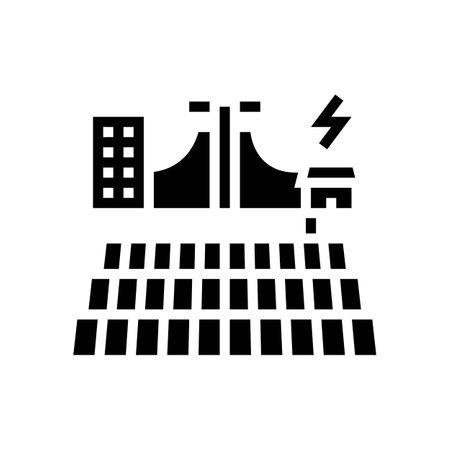 grid integration solar panel glyph icon vector illustrationのイラスト素材