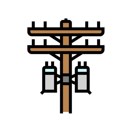 poles electric grid color icon vector illustrationのイラスト素材