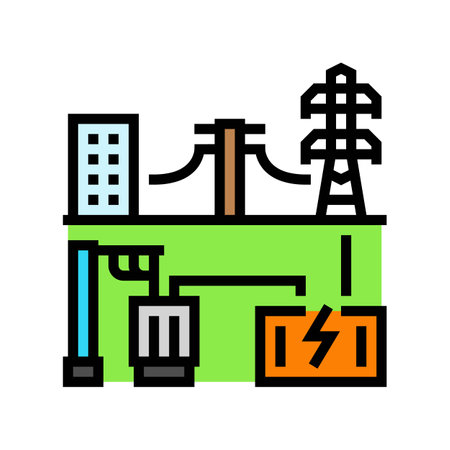 connectivity electric grid color icon vector illustrationのイラスト素材