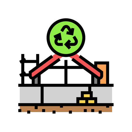 sustainable construction green building color icon vector illustrationのイラスト素材