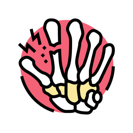 fracture hand bones osteoporosis color icon vector illustrationのイラスト素材