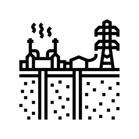 power grid geothermal energy line icon vector illustrationのイラスト素材