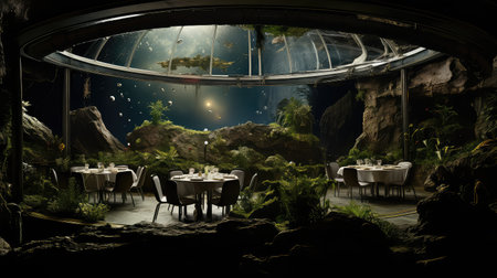 outer space restaurant backgroundの素材