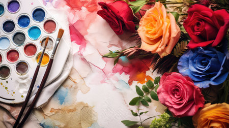 bloom brush roses backgroundの素材