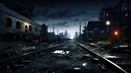 dystopian dark industrial backgroundの素材