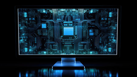 cyber technology dark backgroundの素材