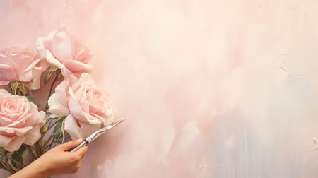 flowers brush roses backgroundの素材