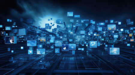 digital blue internet backgroundの素材