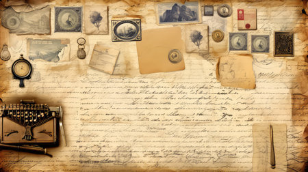 vintage letter paper backgroundの素材