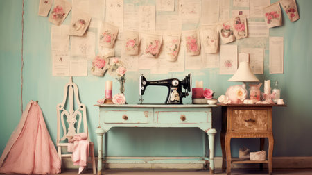 retro vintage room backgroundの素材