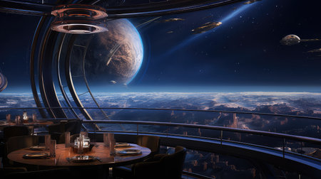 outer space restaurant backgroundの素材