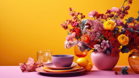 colorful bright table backgroundの素材