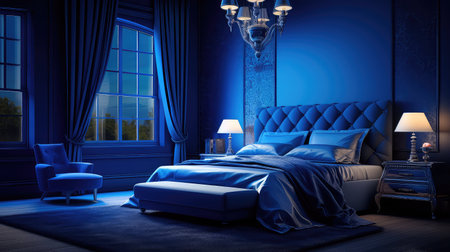 interior blue room backgroundの素材