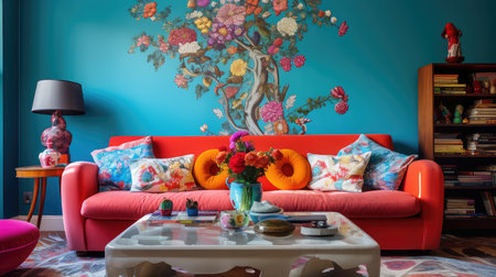 bohemian decor home backgroundの素材