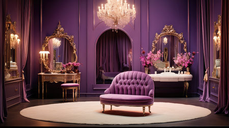 cozy room purple backgroundの素材