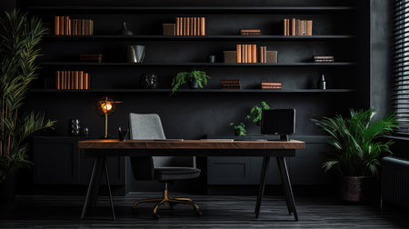 modern black interior backgroundの素材