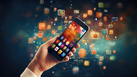 technology icon internet backgroundの素材