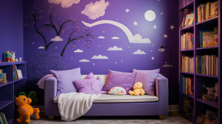 interior room purple backgroundの素材